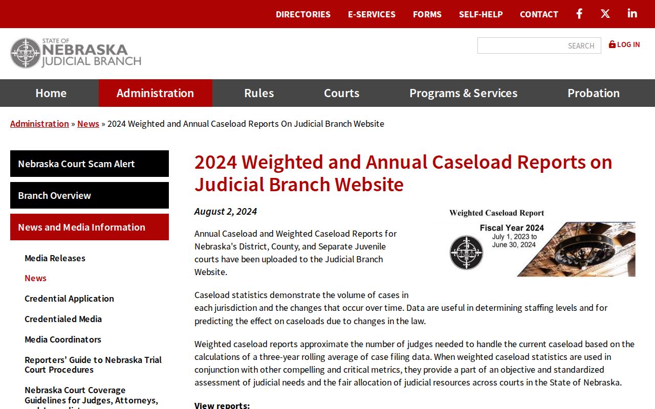 Atkinson court docket Judicial Branch caseload report notice