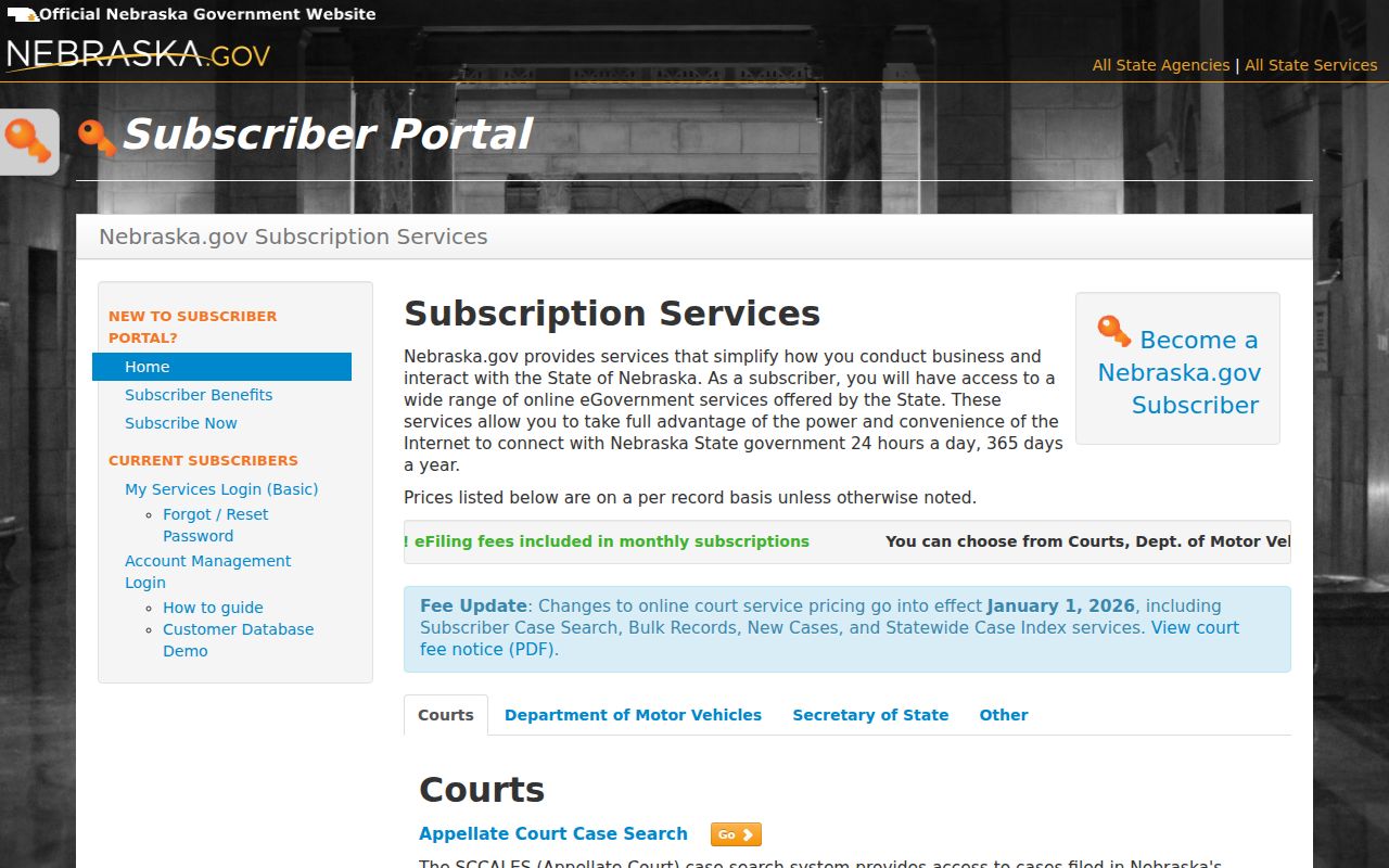 Holt County case lookup Nebraska subscriber service