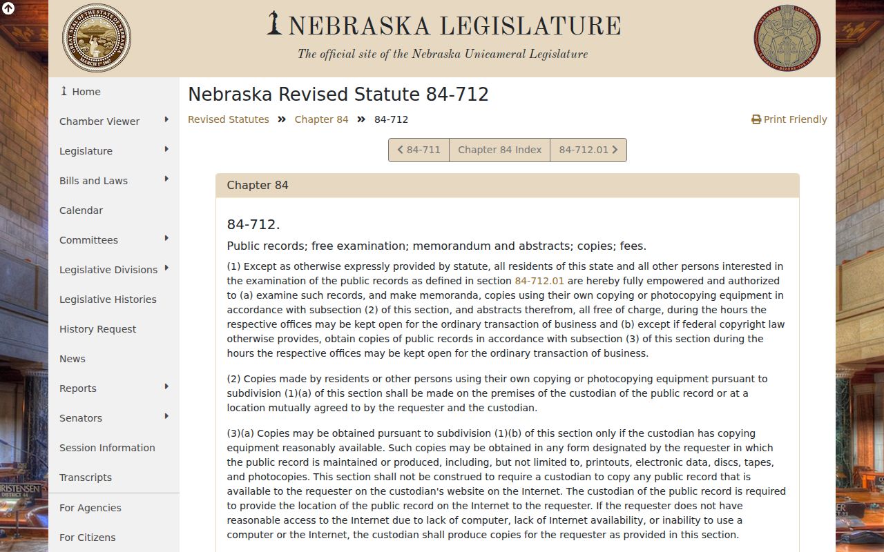 Holt County case lookup Nebraska public records inspection rule