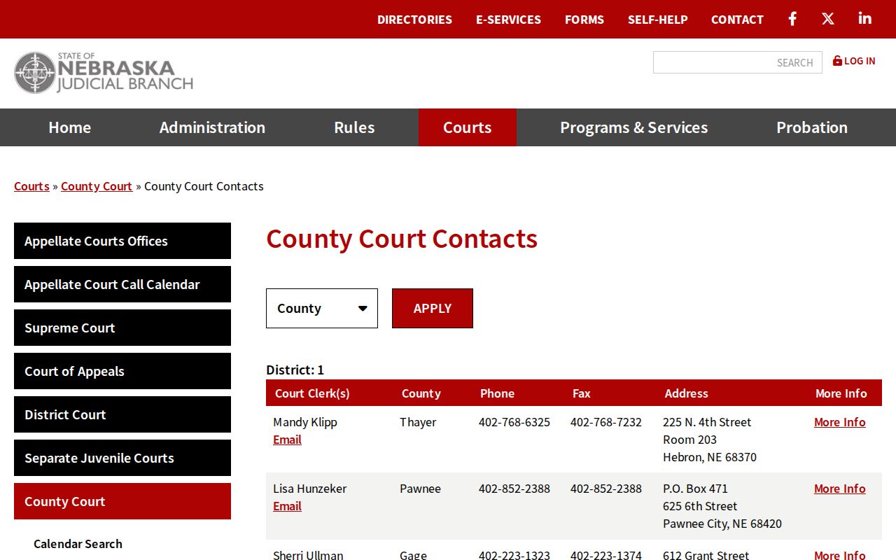 Holt County court dates County Court contact directory