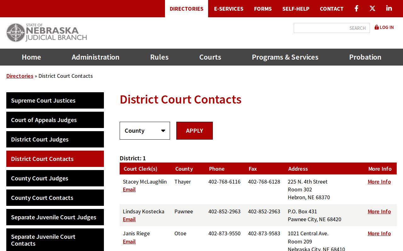 Holt County court dates District Court contact directory