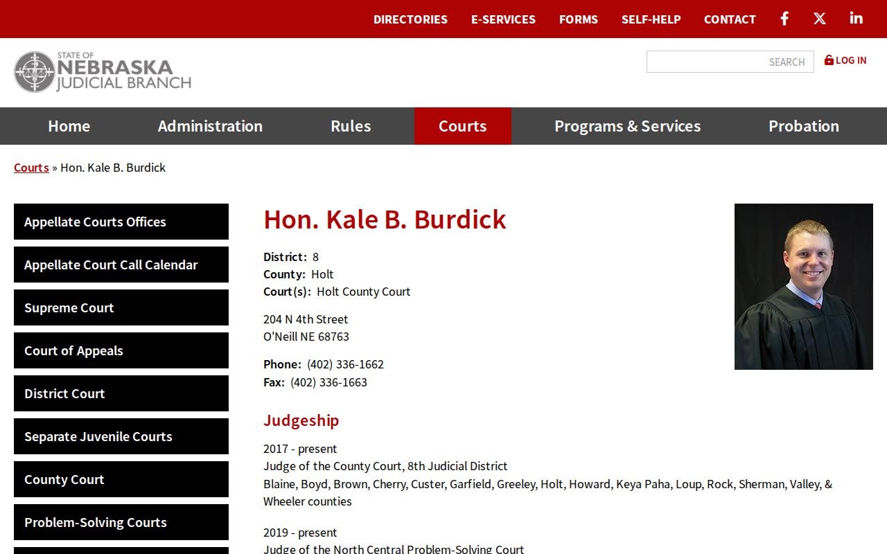 Holt County court dates judicial branch judge profile