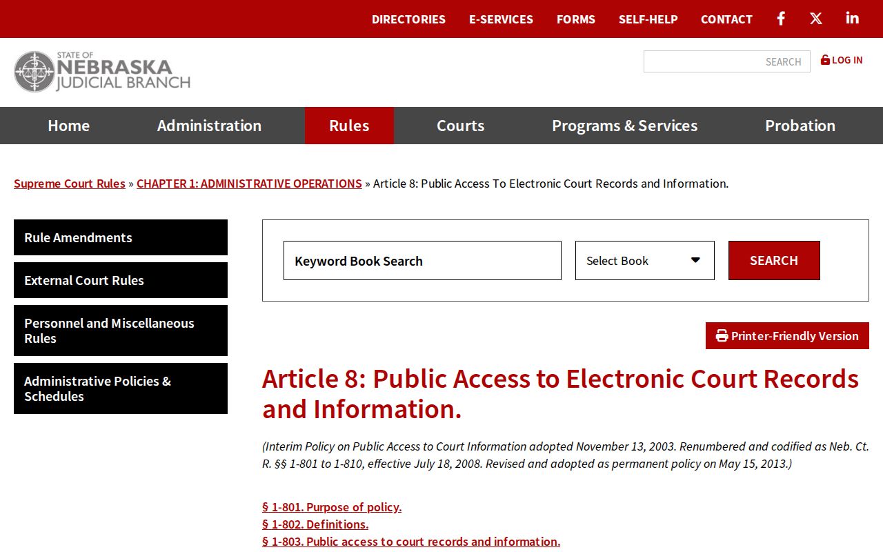 Holt County court dates Nebraska public electronic record rules
