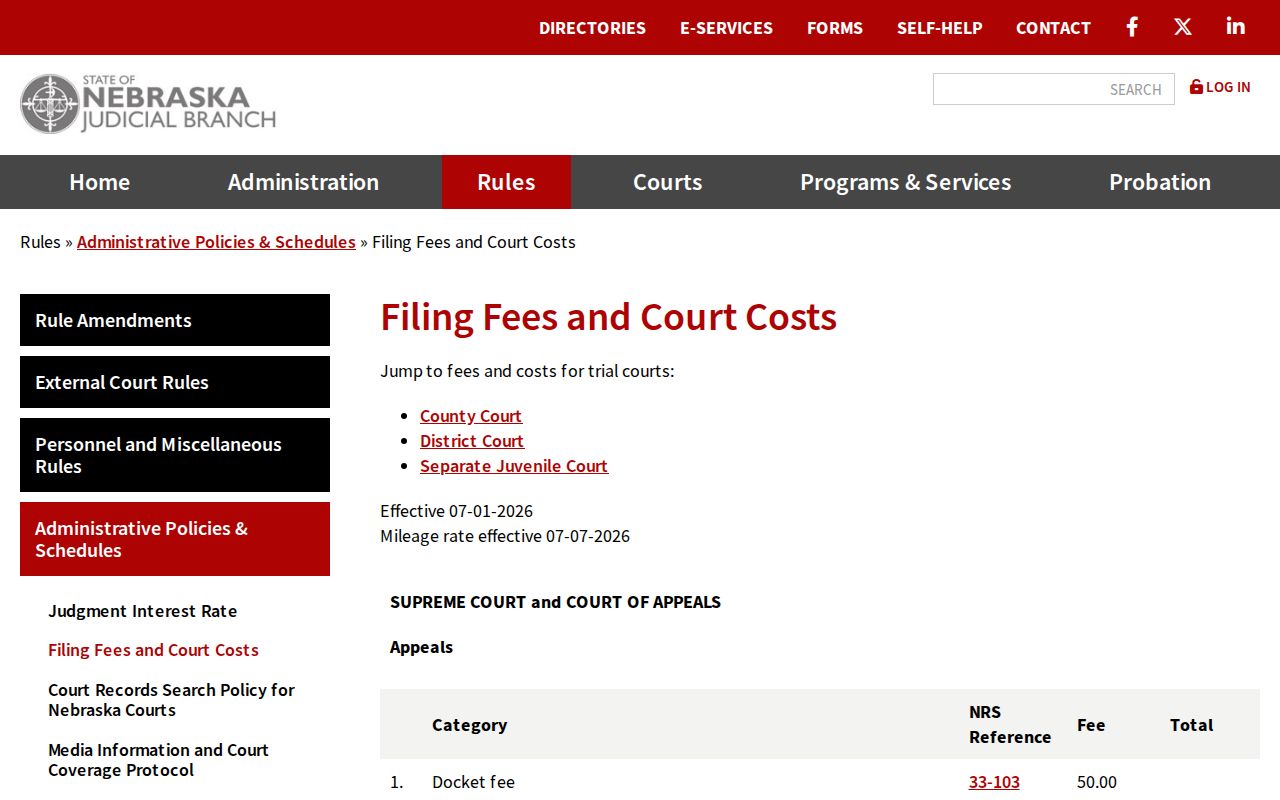 Holt County court record search current court fee schedule