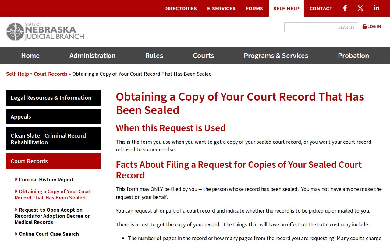 Holt County court record search sealed record copy instructions