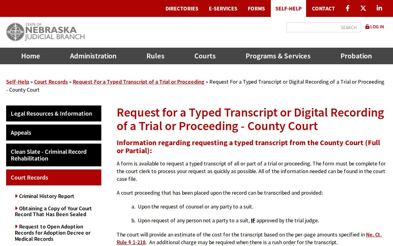 Holt County court record search transcript and audio request