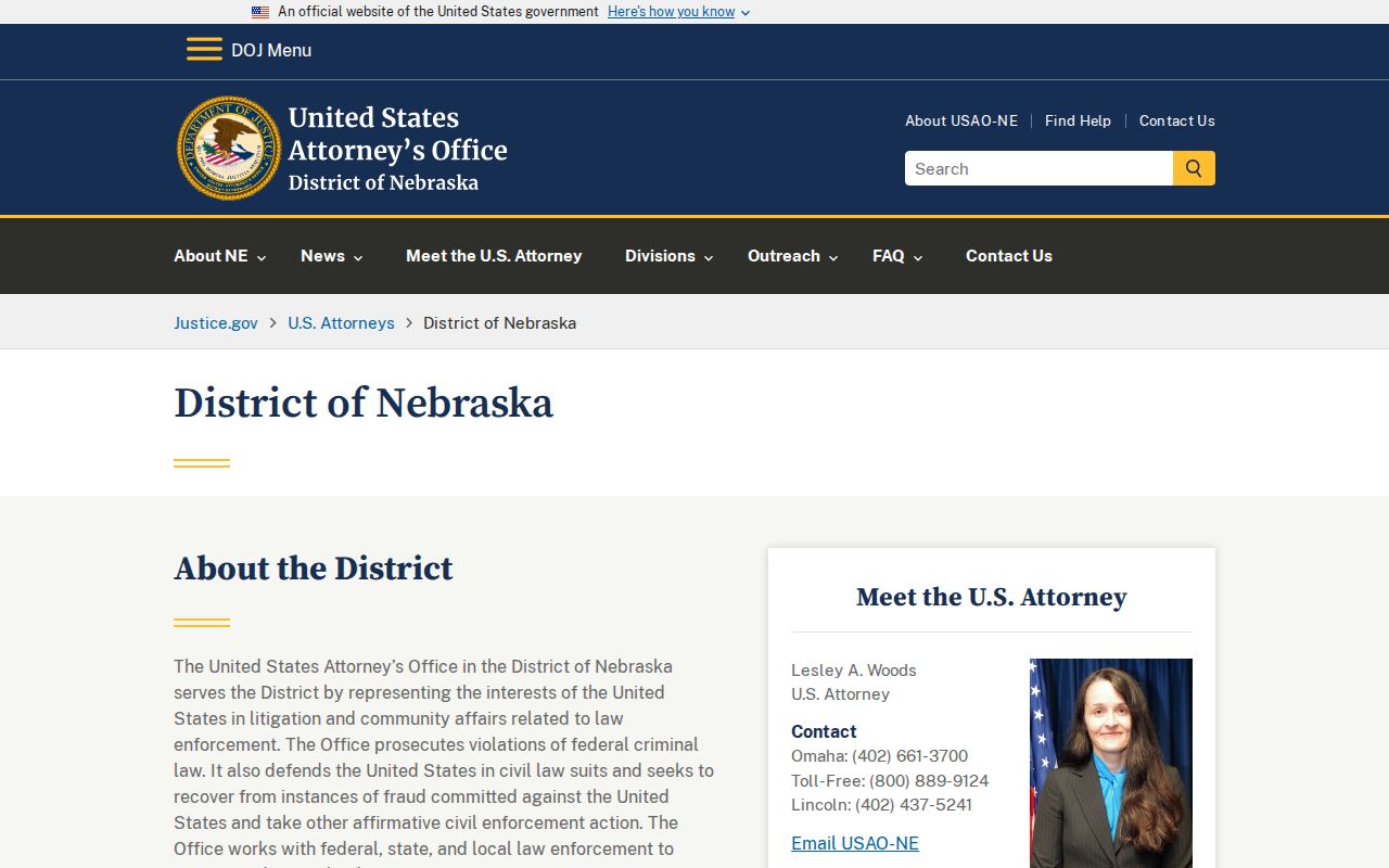 Holt County criminal docket federal court boundary information