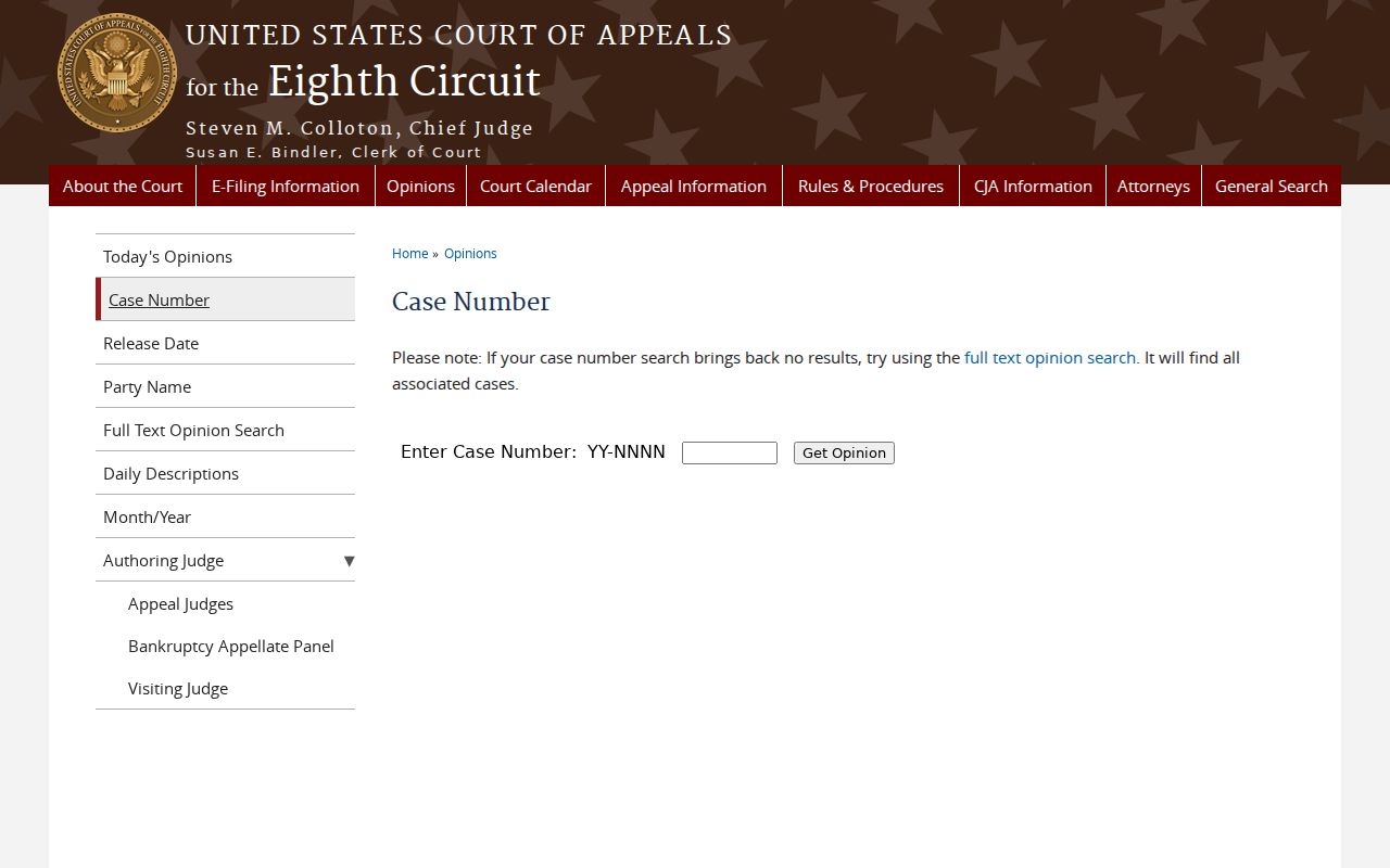 Ewing court docket Eighth Circuit case number search