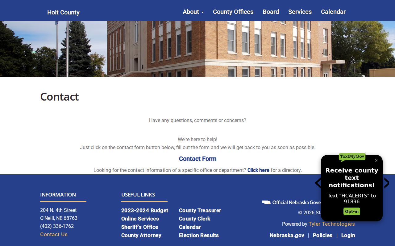 O'Neill court docket Holt County contact route
