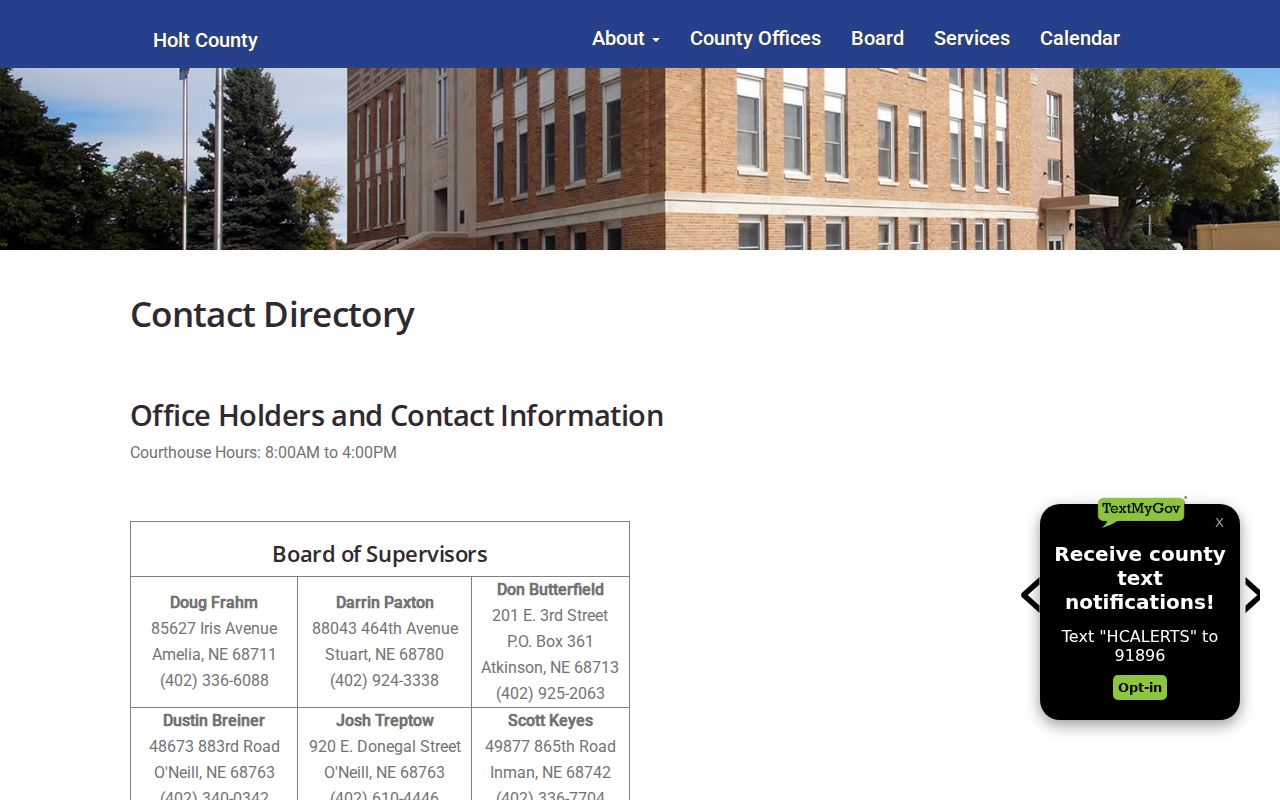 O'Neill court docket courthouse contact directory