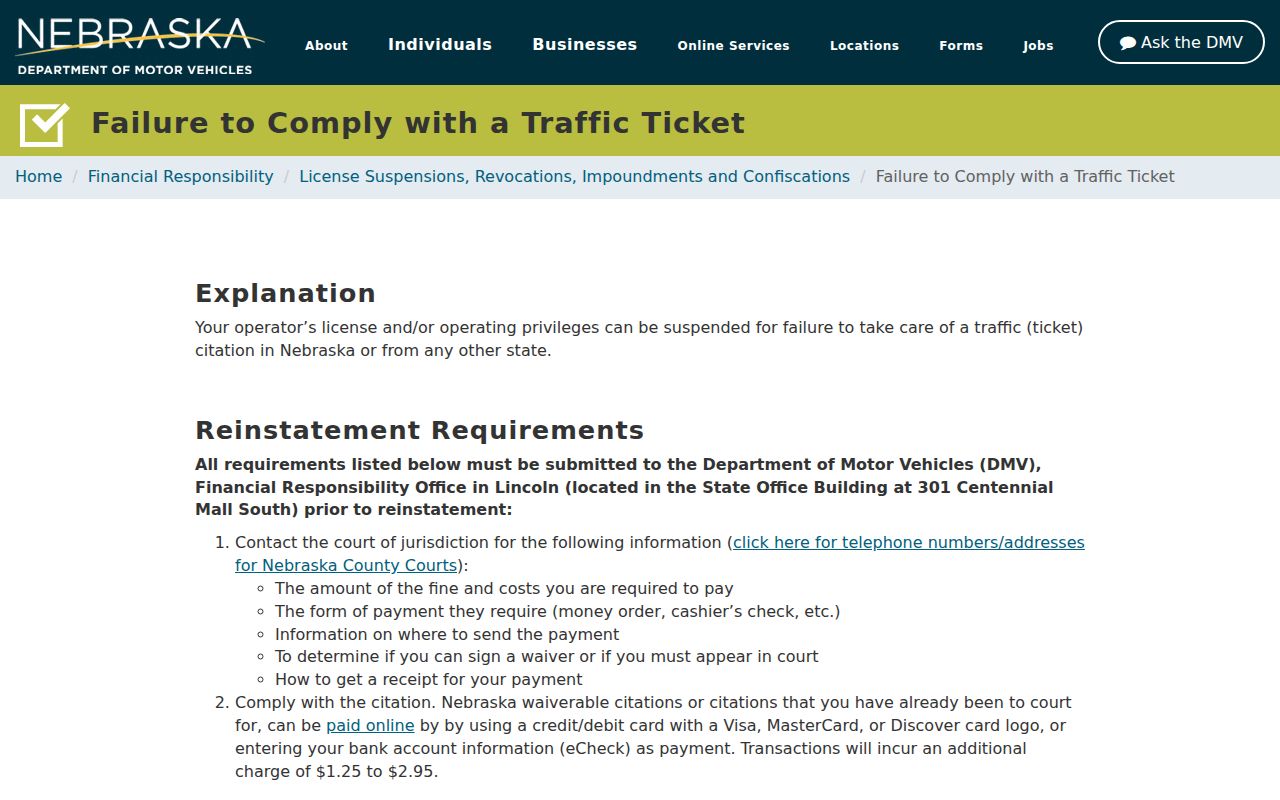 Holt County traffic ticket payment posting and compliance guidance